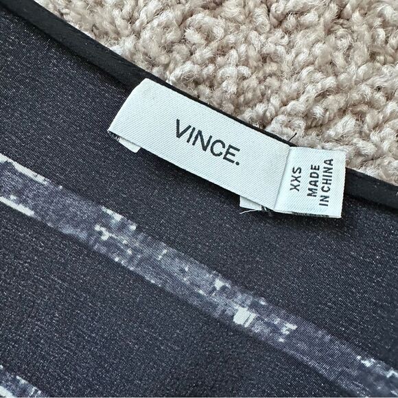Vince Shadow Stripe Shift Silk Dress in Black White Size XXS - Picture 6 of 8